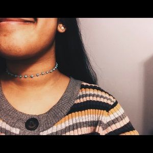 blue bead necklace-handmade